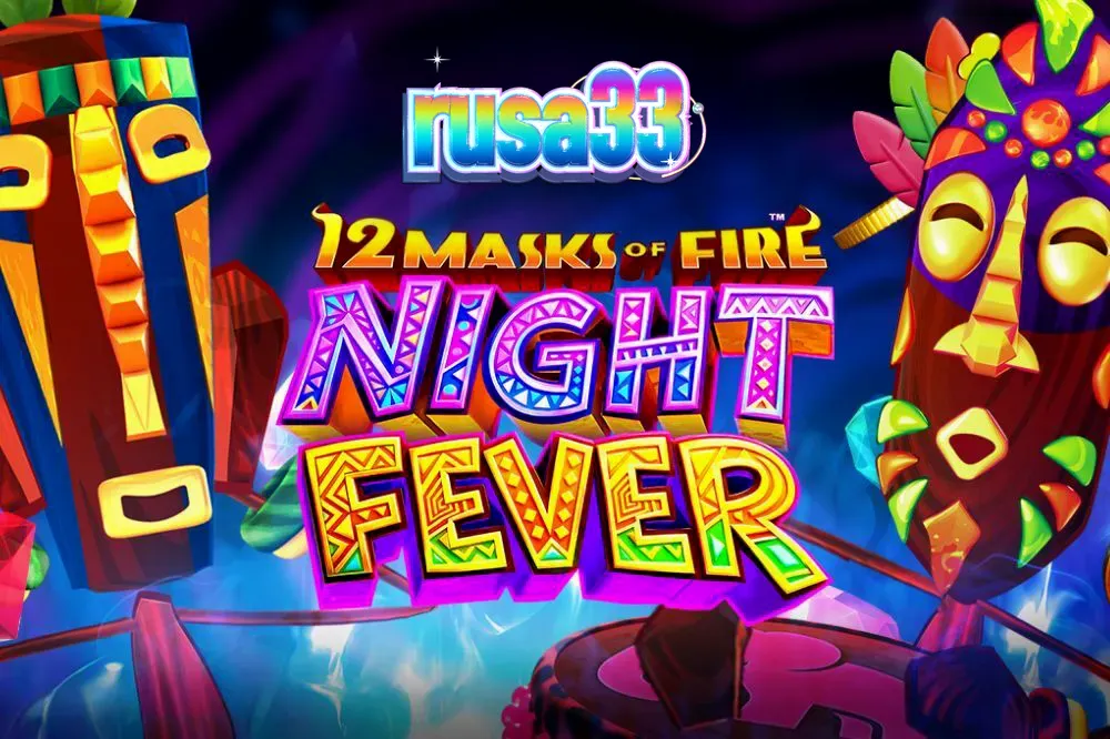 Tampilan visual slot 12 Masks of Fire: Night Fever dengan nuansa neon